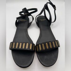 Cole Haan Women's Black Sandals with Gold Accents CARYA SANDAL 7.5 NEW NIB
